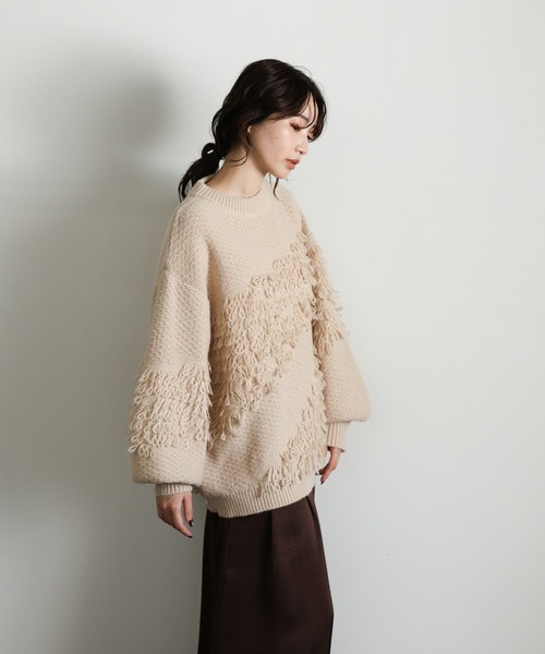 select MOCA Et（セレクトモカエト）の「【Et】Asymmetrical Loop Panel Knit（ニット/セーター・レディース・グレー/チャコールグレー/ベージュ・FREE）」の16枚目の写真