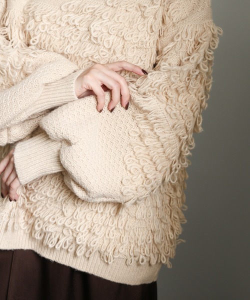select MOCA Et（セレクトモカエト）の「【Et】Asymmetrical Loop Panel Knit（ニット/セーター・レディース・グレー/チャコールグレー/ベージュ・FREE）」の17枚目の写真