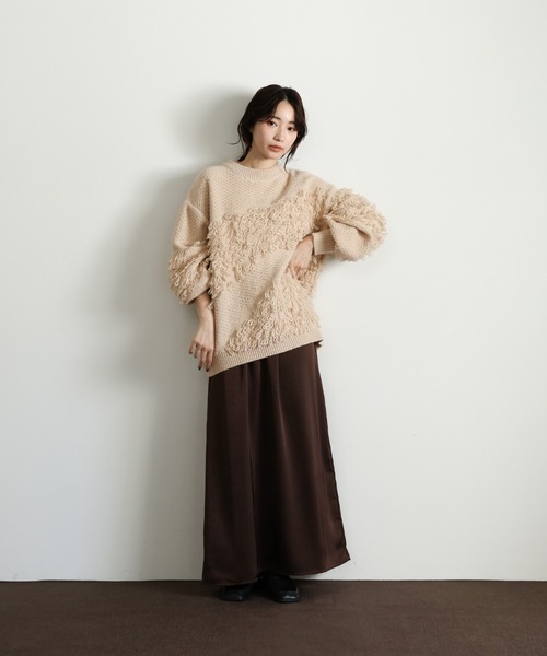 select MOCA Et（セレクトモカエト）の「【Et】Asymmetrical Loop Panel Knit（ニット/セーター・レディース・グレー/チャコールグレー/ベージュ・FREE）」の18枚目の写真