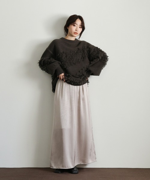 select MOCA Et（セレクトモカエト）の「【Et】Asymmetrical Loop Panel Knit（ニット/セーター・レディース・グレー/チャコールグレー/ベージュ・FREE）」の14枚目の写真