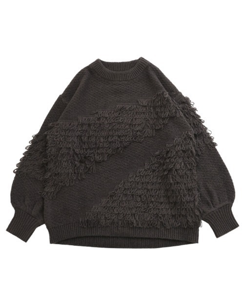 select MOCA Et（セレクトモカエト）の「【Et】Asymmetrical Loop Panel Knit（ニット/セーター・レディース・グレー/チャコールグレー/ベージュ・FREE）」の4枚目の写真