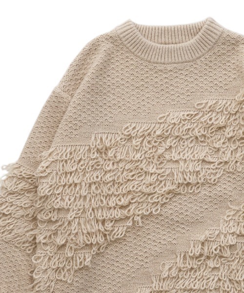 select MOCA Et（セレクトモカエト）の「【Et】Asymmetrical Loop Panel Knit（ニット/セーター・レディース・グレー/チャコールグレー/ベージュ・FREE）」の6枚目の写真