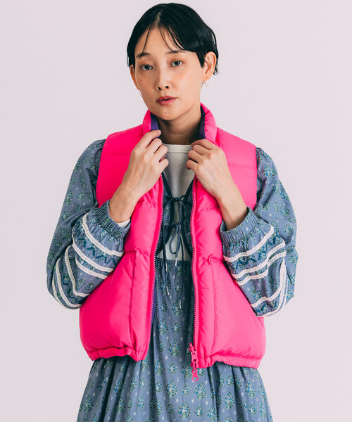 美品✨】 マドモアゼルノンノン リバーシブル ダウンベスト ピンク M