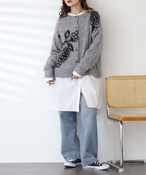 BARNDOOR(バーンドア)の「木の実 ジャカード カーデ(カーディガン/ボレロ・レディース・ブラウン/グレー/ネイビー/アイボリー・FREE)」の14枚目の写真