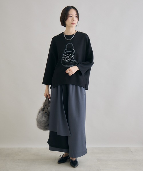 Paradise Picnic（パラダイスピクニック）の「バッグフロッキーチャーム付ロンT（Tシャツ/カットソー・レディース・ブラック/ホワイト・FREE）」の4枚目の写真