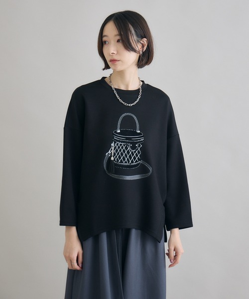 Paradise Picnic（パラダイスピクニック）の「バッグフロッキーチャーム付ロンT（Tシャツ/カットソー・レディース・ブラック/ホワイト・FREE）」の17枚目の写真