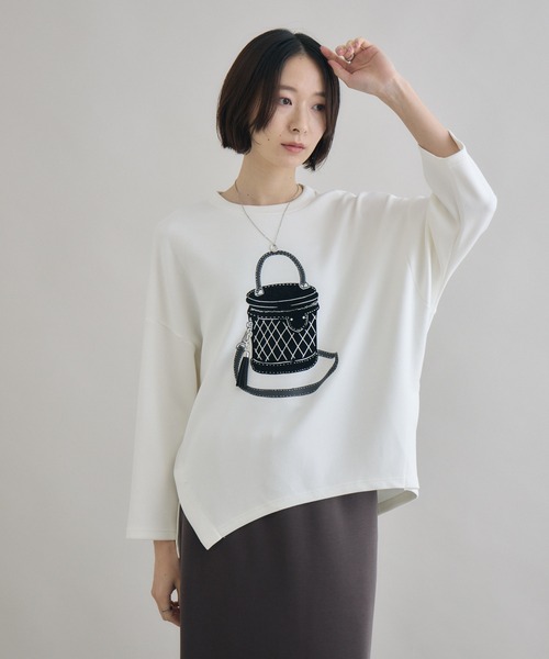 Paradise Picnic（パラダイスピクニック）の「バッグフロッキーチャーム付ロンT（Tシャツ/カットソー・レディース・ブラック/ホワイト・FREE）」の11枚目の写真