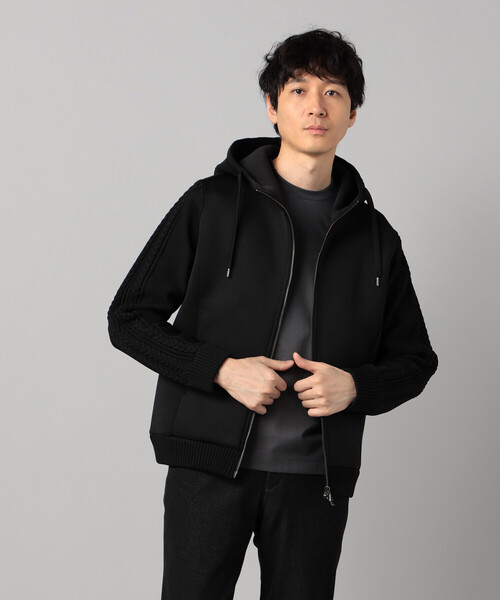 COMME CA MEN(コムサメン)の「ニットコンビ ジップアップパーカ(パーカー・メンズ・ベージュ/チャコールグレー/ブラック・L/M)」の7枚目の写真