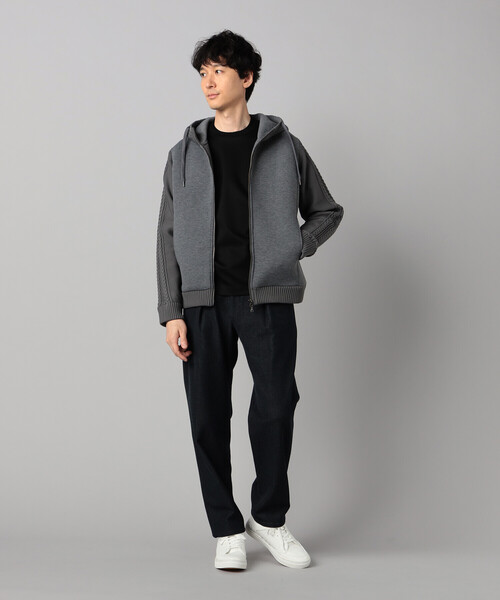 COMME CA MEN(コムサメン)の「ニットコンビ ジップアップパーカ(パーカー・メンズ・ベージュ/チャコールグレー/ブラック・L/M)」の10枚目の写真