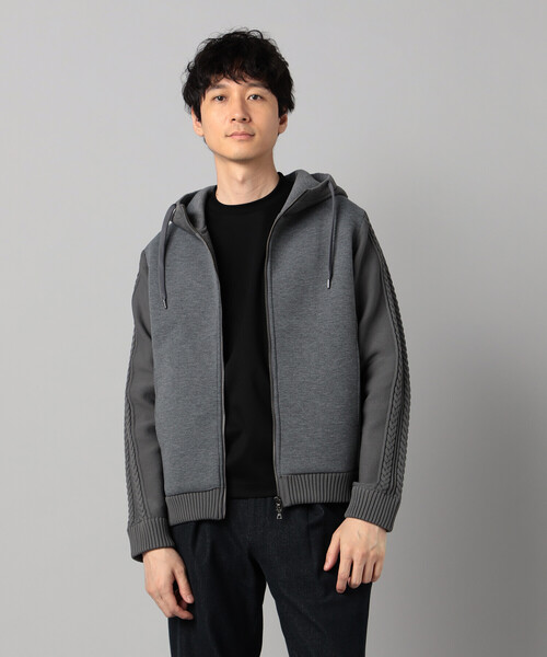 COMME CA MEN(コムサメン)の「ニットコンビ ジップアップパーカ(パーカー・メンズ・ベージュ/チャコールグレー/ブラック・L/M)」の13枚目の写真