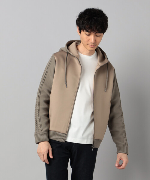 COMME CA MEN(コムサメン)の「ニットコンビ ジップアップパーカ(パーカー・メンズ・ベージュ/チャコールグレー/ブラック・L/M)」の16枚目の写真