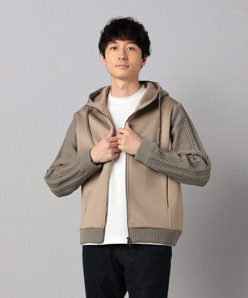 COMME CA MEN(コムサメン)の「ニットコンビ ジップアップパーカ(パーカー・メンズ・ベージュ/チャコールグレー/ブラック・L/M)」の19枚目の写真