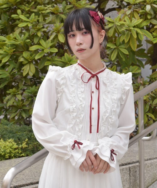 axes femme（アクシーズファム）の「ホイップフリルブラウス（シャツ/ブラウス・レディース・ブラウン/ホワイト・FREE）」の10枚目の写真