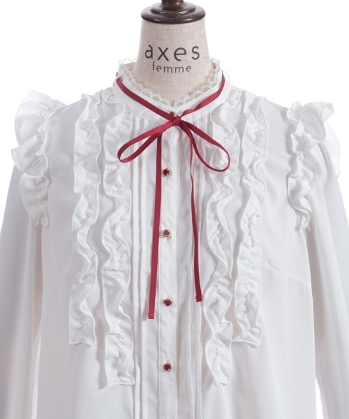 axes femme（アクシーズファム）の「ホイップフリルブラウス（シャツ/ブラウス・レディース・ブラウン/ホワイト・FREE）」の14枚目の写真