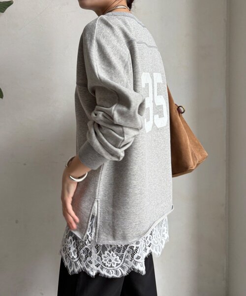 DouDou（ドゥドゥ）の「【インフルエンサーOKOCHI企画】裏毛ナンバリングプルオーバー（スウェット・レディース・ブラウン/グレー・FREE）」の14枚目の写真