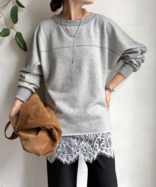 DouDou（ドゥドゥ）の「【インフルエンサーOKOCHI企画】裏毛ナンバリングプルオーバー（スウェット・レディース・ブラウン/グレー・FREE）」の15枚目の写真