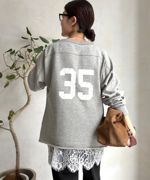 DouDou（ドゥドゥ）の「【インフルエンサーOKOCHI企画】裏毛ナンバリングプルオーバー（スウェット・レディース・ブラウン/グレー・FREE）」の16枚目の写真