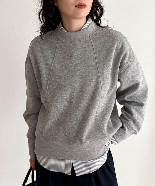 セール】両面起毛モックネックスウェットプルオーバー（スウェット