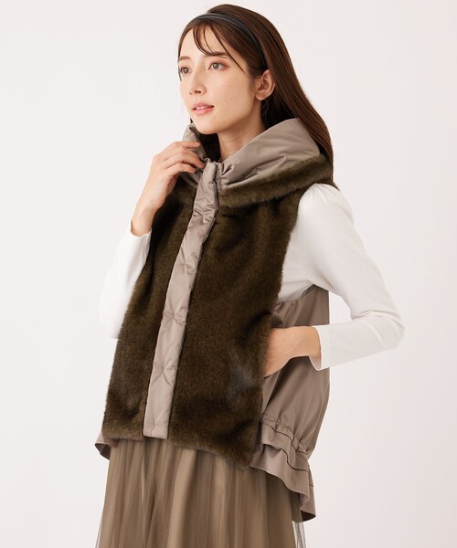 TO BE CHIC（トゥー ビー シック）の「フェイクファー ドッキングジレ（ベスト・レディース・ブラウン/ブラック・40/42/38）」の3枚目の写真