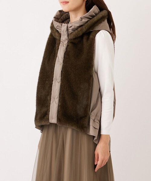 TO BE CHIC（トゥー ビー シック）の「フェイクファー ドッキングジレ（ベスト・レディース・ブラウン/ブラック・40/42/38）」の7枚目の写真