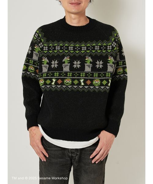 チョコミント エトロ ニットセーター フラッグ刺繍 42 16Q12 UNISEX】ノルディックセーター（ニット/セーター）｜SESAME STREET