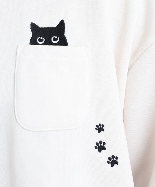 Quelle Chance(ケルシャンス)の「多ポケット刺繍七分袖プルオーバー いろいろネコ(Tシャツ/カットソー・レディース・キナリ/モカ/チャコールグレー・M/L)」の13枚目の写真
