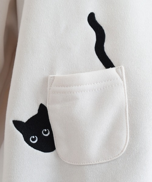 Quelle Chance(ケルシャンス)の「多ポケット刺繍七分袖プルオーバー いろいろネコ(Tシャツ/カットソー・レディース・キナリ/モカ/チャコールグレー・M/L)」の12枚目の写真