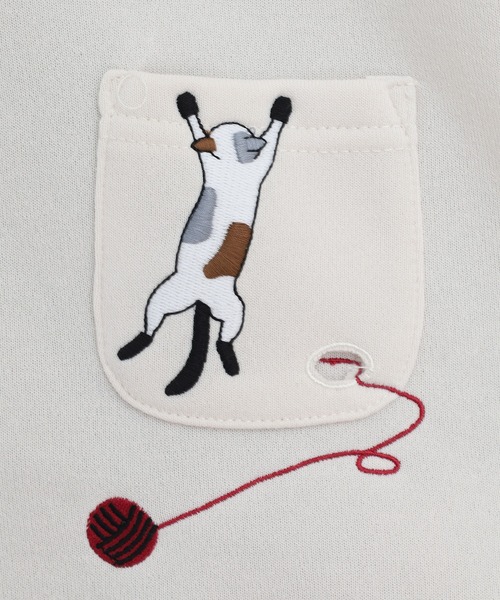 Quelle Chance(ケルシャンス)の「多ポケット刺繍七分袖プルオーバー いろいろネコ(Tシャツ/カットソー・レディース・キナリ/モカ/チャコールグレー・M/L)」の11枚目の写真
