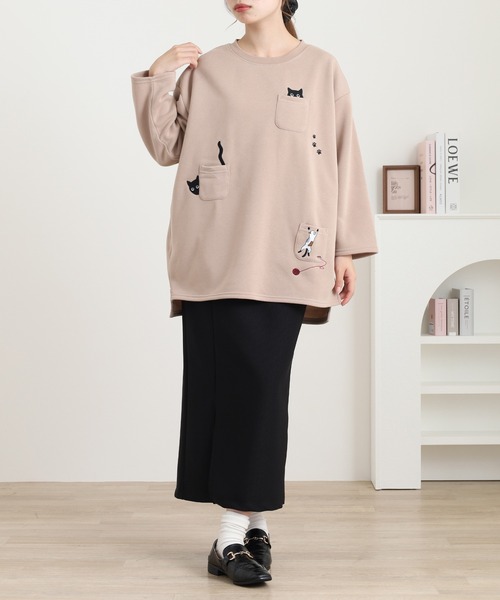Quelle Chance(ケルシャンス)の「多ポケット刺繍七分袖プルオーバー いろいろネコ(Tシャツ/カットソー・レディース・キナリ/モカ/チャコールグレー・M/L)」の19枚目の写真