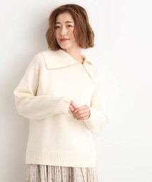 サイドジップカラーニットプルオーバー