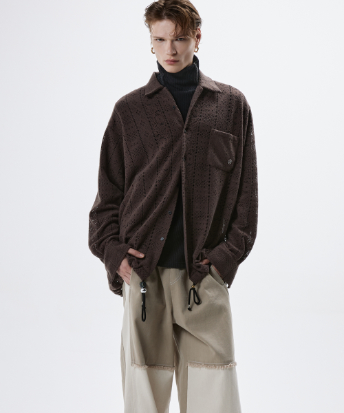 RSSC（アールエスエスシー）の「FLUFF CROCHET KNIT SHIRT - BROWN（シャツ/ブラウス・レディース・その他・1/2）」の2枚目の写真