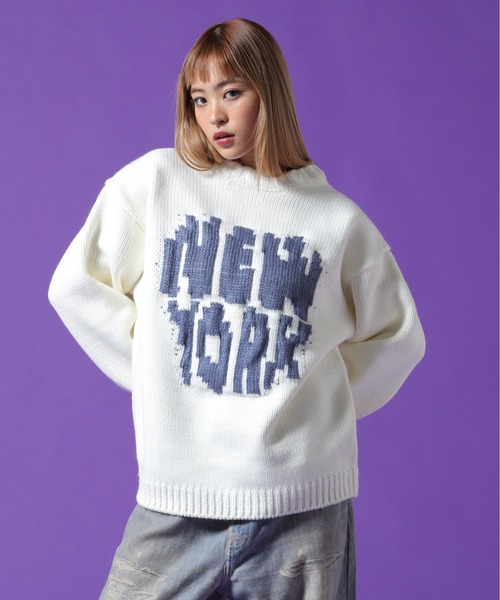 DANKE SCHON(ダンケシェーン)の「【WEB&DEPOT限定】DankeSchon/ダンケシェーン/1.5GG NY KNIT(ニット/セーター・レディース・ブラック/ホワイト系2/ブルー・L/M/XL)」の14枚目の写真