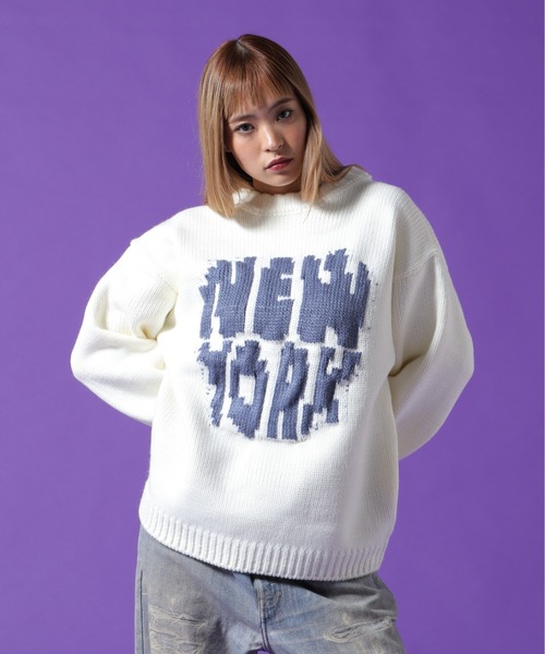 DANKE SCHON(ダンケシェーン)の「【WEB&DEPOT限定】DankeSchon/ダンケシェーン/1.5GG NY KNIT(ニット/セーター・レディース・ブラック/ホワイト系2/ブルー・L/M/XL)」の15枚目の写真