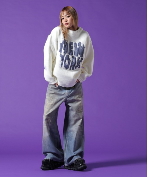 DANKE SCHON(ダンケシェーン)の「【WEB&DEPOT限定】DankeSchon/ダンケシェーン/1.5GG NY KNIT(ニット/セーター・レディース・ブラック/ホワイト系2/ブルー・L/M/XL)」の19枚目の写真