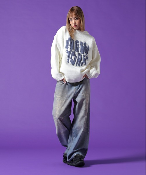 DANKE SCHON(ダンケシェーン)の「【WEB&DEPOT限定】DankeSchon/ダンケシェーン/1.5GG NY KNIT(ニット/セーター・レディース・ブラック/ホワイト系2/ブルー・L/M/XL)」の20枚目の写真