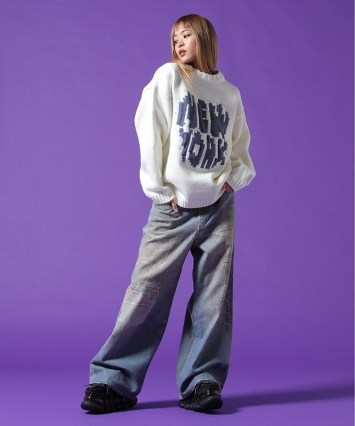 DANKE SCHON(ダンケシェーン)の「【WEB&DEPOT限定】DankeSchon/ダンケシェーン/1.5GG NY KNIT(ニット/セーター・レディース・ブラック/ホワイト系2/ブルー・L/M/XL)」の21枚目の写真