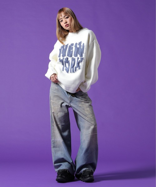 DANKE SCHON(ダンケシェーン)の「【WEB&DEPOT限定】DankeSchon/ダンケシェーン/1.5GG NY KNIT(ニット/セーター・レディース・ブラック/ホワイト系2/ブルー・L/M/XL)」の22枚目の写真