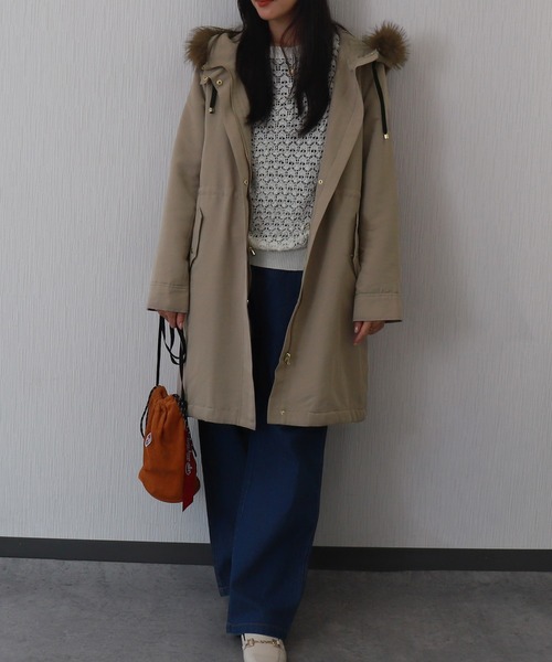 libelle more(リベル モア)の「【撥水加工付】裏ボアフードモッズコート(モッズコート・レディース・カーキ/ブラック/ネイビー/ベージュ・M/L)」の5枚目の写真