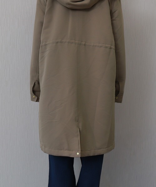 libelle more(リベル モア)の「【撥水加工付】裏ボアフードモッズコート(モッズコート・レディース・カーキ/ブラック/ネイビー/ベージュ・M/L)」の8枚目の写真