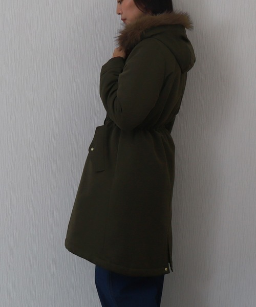 libelle more(リベル モア)の「【撥水加工付】裏ボアフードモッズコート(モッズコート・レディース・カーキ/ブラック/ネイビー/ベージュ・M/L)」の17枚目の写真