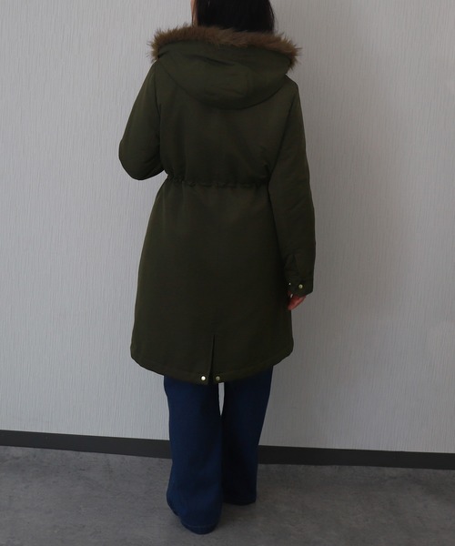 libelle more(リベル モア)の「【撥水加工付】裏ボアフードモッズコート(モッズコート・レディース・カーキ/ブラック/ネイビー/ベージュ・M/L)」の18枚目の写真