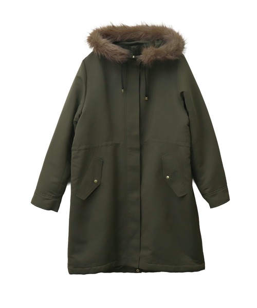 libelle more(リベル モア)の「【撥水加工付】裏ボアフードモッズコート(モッズコート・レディース・カーキ/ブラック/ネイビー/ベージュ・M/L)」の20枚目の写真