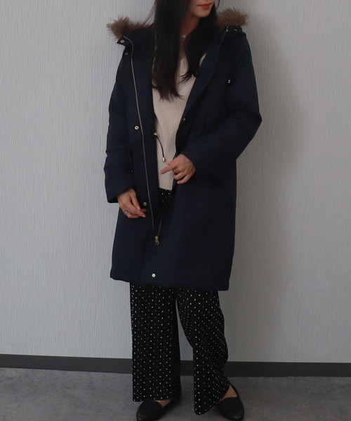 libelle more(リベル モア)の「【撥水加工付】裏ボアフードモッズコート(モッズコート・レディース・カーキ/ブラック/ネイビー/ベージュ・M/L)」の21枚目の写真