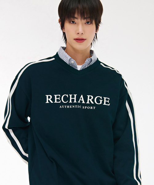 CHASECULT(チェイスカルト)の「男性テープ配色VネックスウェットTシャツ-グリーン(スウェット・メンズ・ダークグリーン・100/95/105)」の5枚目の写真