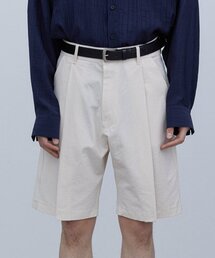 ウォッシュドコットンワンタックバミューダパンツ _Washed Ecru