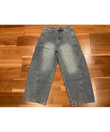 【Bls】【Bling Leads】ユーズド加工バレルレッグデニムパンツ