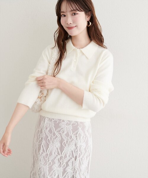 natural couture(ナチュラルクチュール)の「【WEB限定】ふわシャギー衿付きニット(ニット/セーター・レディース・イエロー/ラベンダー/オフホワイト/ピンク系その他/サックスブルー・FREE)」の7枚目の写真