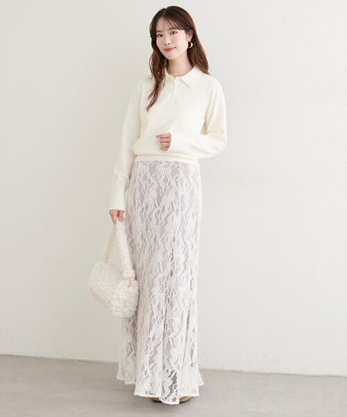 natural couture(ナチュラルクチュール)の「【WEB限定】ふわシャギー衿付きニット(ニット/セーター・レディース・イエロー/ラベンダー/オフホワイト/ピンク系その他/サックスブルー・FREE)」の8枚目の写真