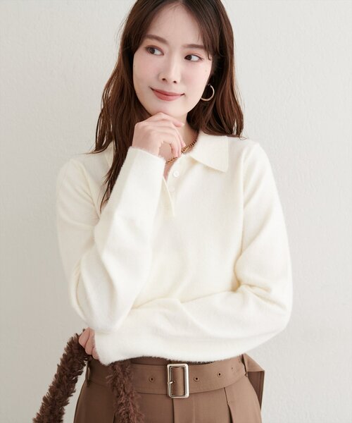 natural couture(ナチュラルクチュール)の「【WEB限定】ふわシャギー衿付きニット(ニット/セーター・レディース・イエロー/ラベンダー/オフホワイト/ピンク系その他/サックスブルー・FREE)」の12枚目の写真