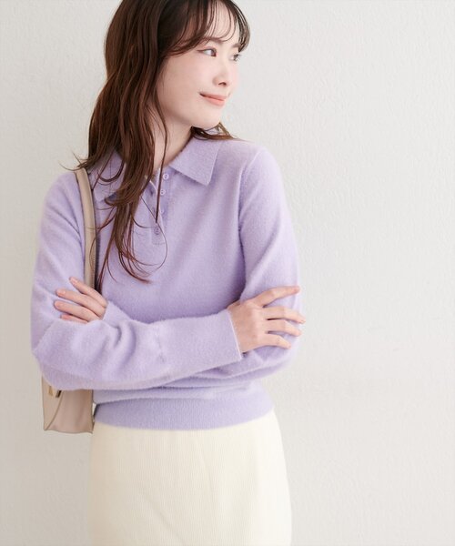 WEB限定】ふわシャギー衿付きニット（ニット/セーター）｜natural